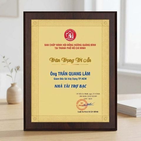 Bảng tri ân cá nhân doanh nghiệp tài trợ cho những hoạt động xã hội