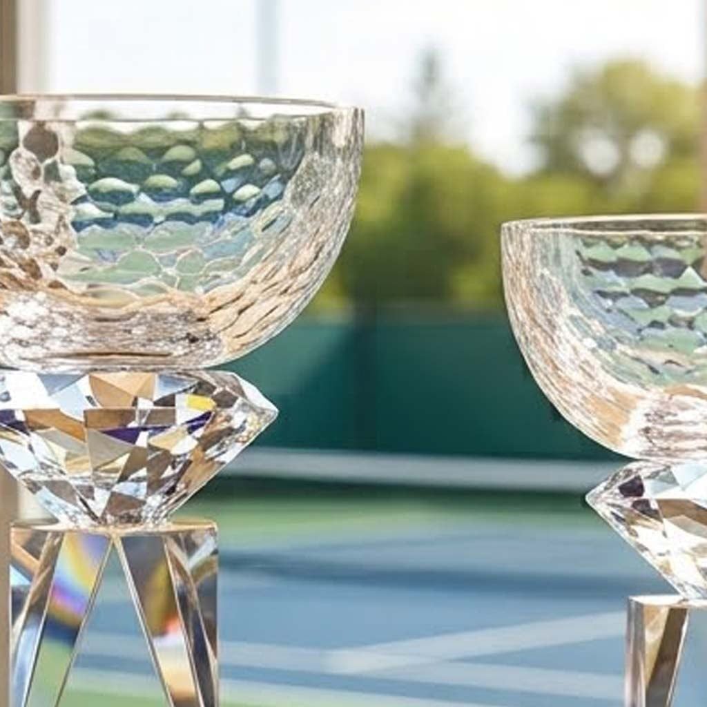 Cúp Pickleball pha lê xanh khối cao cấp trao giải nhất nhì ba ở những giải pickleball