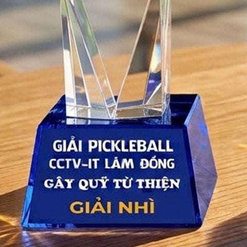 Cúp Pickleball pha lê xanh khối cao cấp trao giải nhất nhì ba ở những giải pickleball