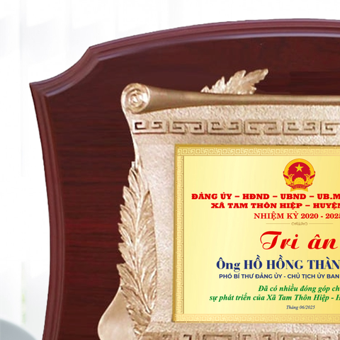 Kỷ niệm chương gỗ tuyên dương khen thưởng cho những đóng góp cho địa phương