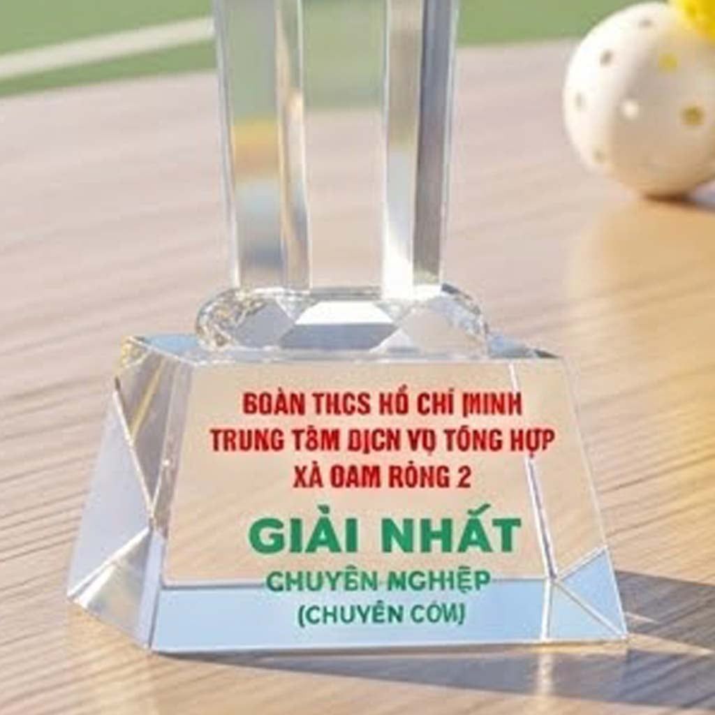Cúp Pickleball pha lê khối cao cấp trao giải nhất nhì ba ở những giải pickleball