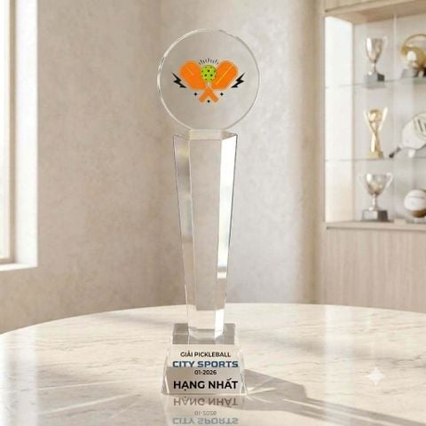 Cúp Pickleball pha lê khối trao giải nhất nhì ba ở những giải pickleball của doanh nghiệp