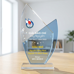 Kỷ niệm chương pha lê hình 2 ngọn lửa trao giải thưởng báo chí truyền thông