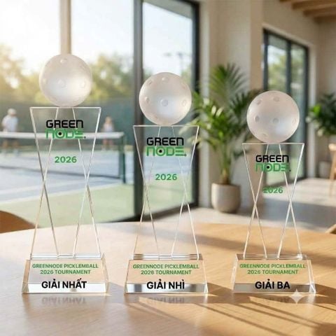 Cúp Pickleball pha lê trao giải với 3 kích thước cho giải nhất giải nhì và giải ba