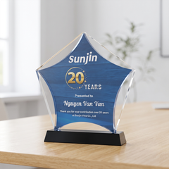 Kỷ niệm chương pha lê ngôi sao tri ân nhân viên nhân dịp 20 năm thành lập doanh nghiệp