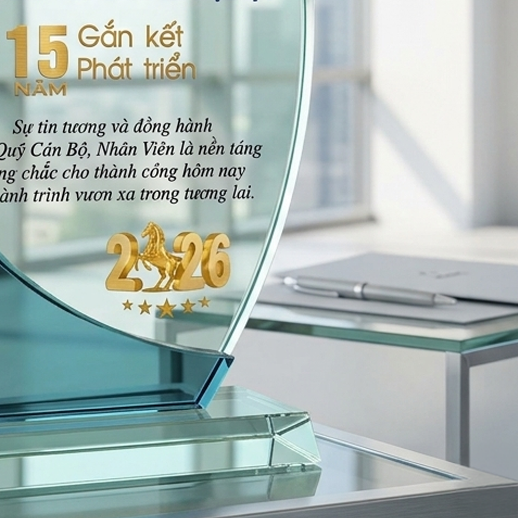 Kỷ niệm chương thủy tinh vinh danh khen thưởng nhân viên xuất sắc
