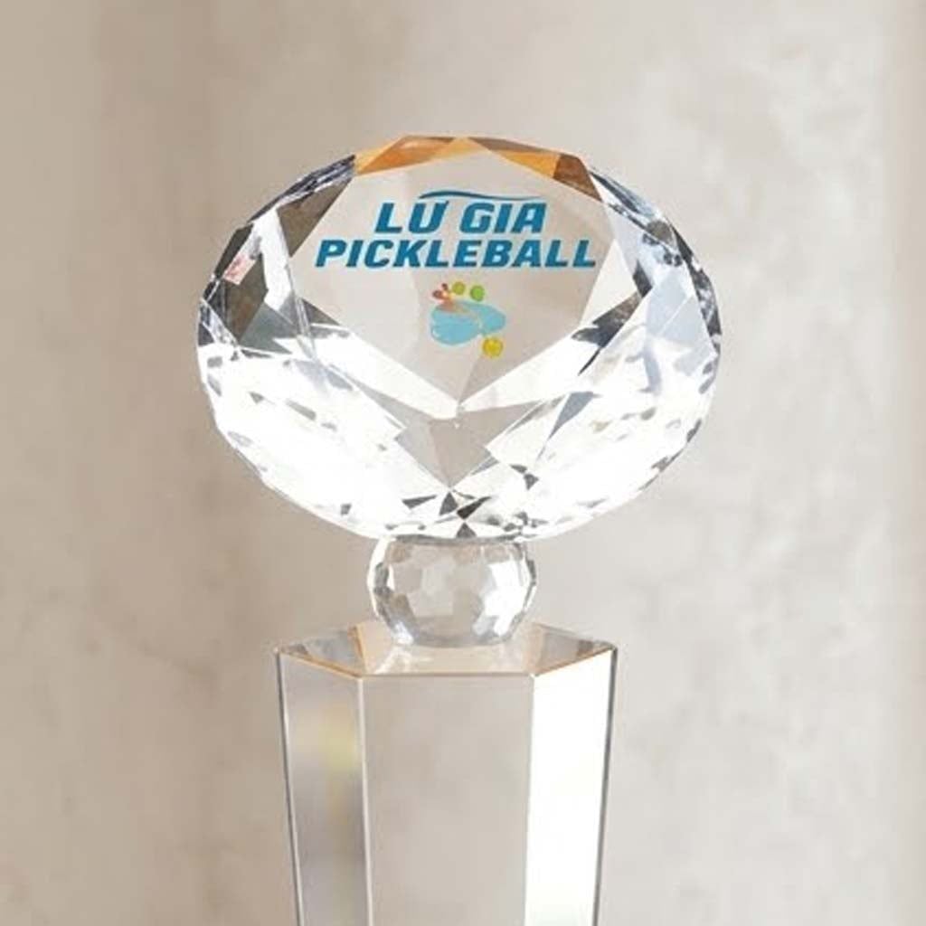 Cúp Pickleball pha lê kim cương trao giải nhất nhì ba pickleball có 3 kích thước