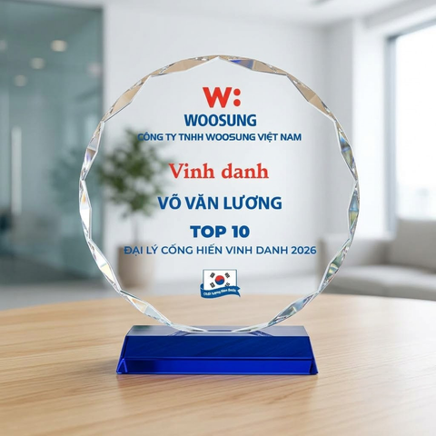 Kỷ niệm chương pha lê hình tròn vinh danh đại lý bán hàng của công ty