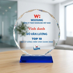 Kỷ niệm chương pha lê hình tròn vinh danh đại lý bán hàng của công ty