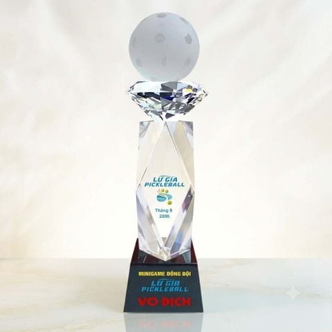 Cúp Pickleball pha lê khối trao giải nhất nhì ba pickleball có 3 kích thước