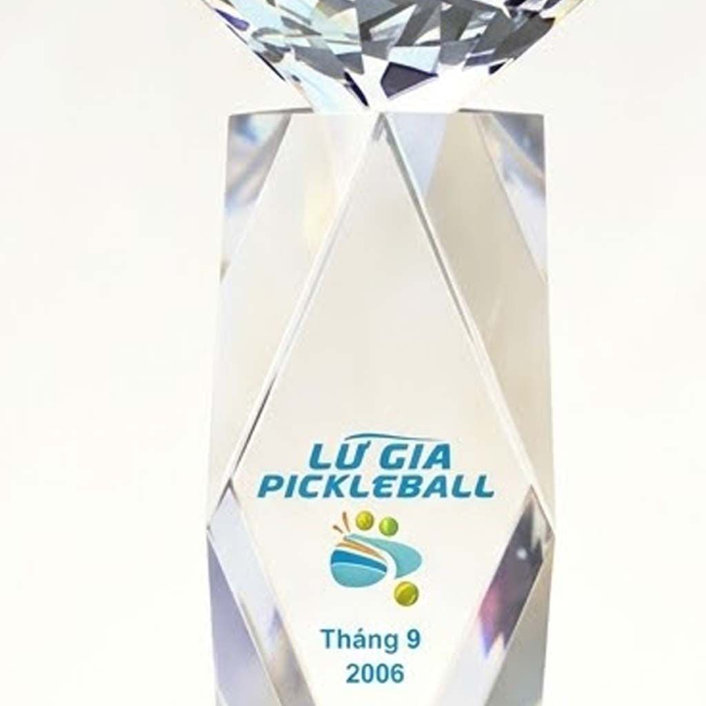 Cúp Pickleball pha lê khối trao giải nhất nhì ba pickleball có 3 kích thước