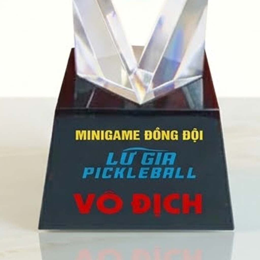 Cúp Pickleball pha lê khối trao giải nhất nhì ba pickleball có 3 kích thước