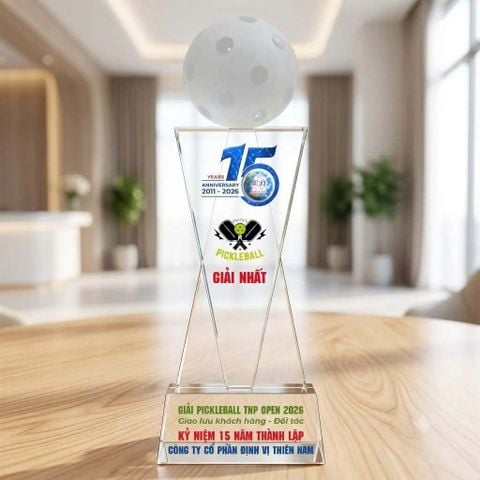 Cúp Pickleball pha lê giải nhất nhì ba phù hợp doanh nghiệp tổ chức giải pickleball