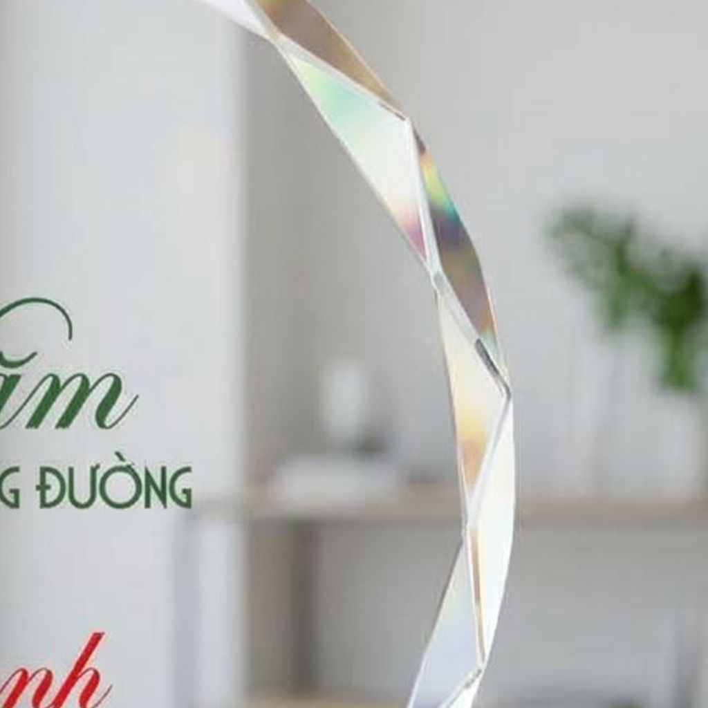 Kỷ niệm chương pha lê hình tròn vinh danh lãnh đạo quản lý xuất sắc