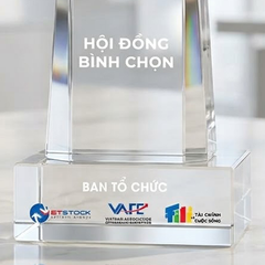 Cúp pha lê khối cao cấp phù hợp trao giải thưởng ở lĩnh vực tài chính chứng khoán ngân hàng