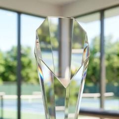 Cúp Pickleball pha lê đế màu đen 10 cạnh trao giải thưởng pickleball hay những giải thể thao khác