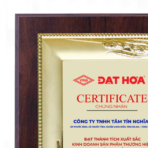 Bảng chứng nhận đại lý nhà phân phối xuất sắc phù hợp ngành nhựa