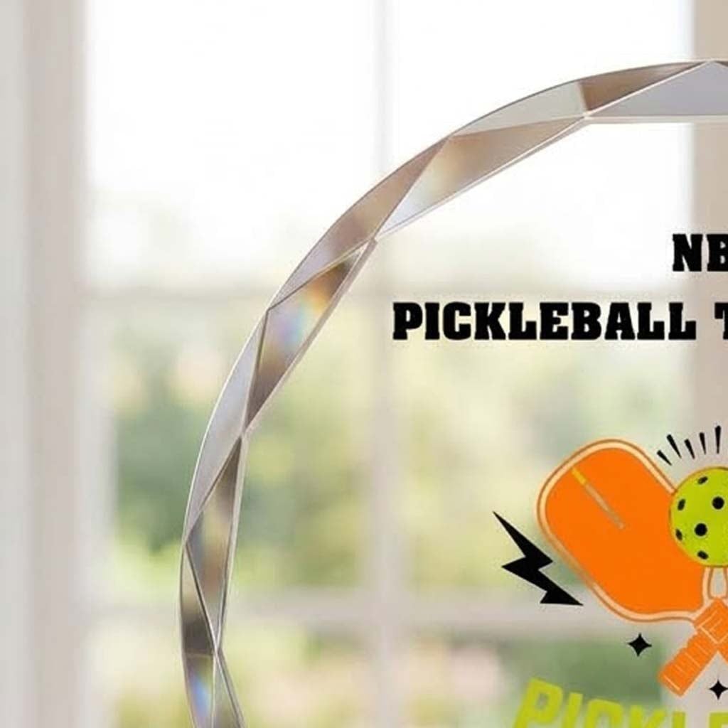 Cúp Pickleball pha lê tròn 14cm dùng trao giải hay lưu niệm ở những giải thể thao