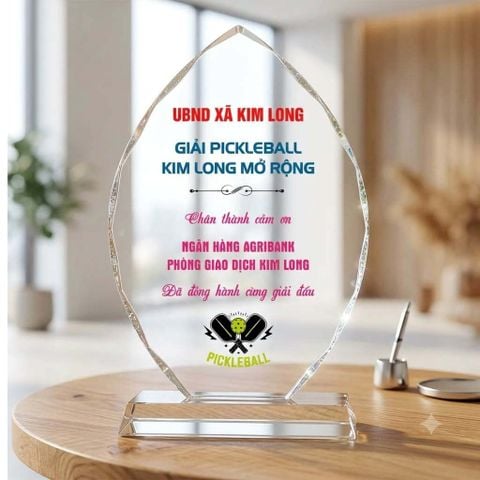 Cúp Pickleball pha lê  cao 18cm dùng trao giải hay lưu niệm ở những giải pickleball
