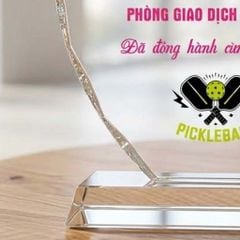 Cúp Pickleball pha lê  cao 18cm dùng trao giải hay lưu niệm ở những giải pickleball