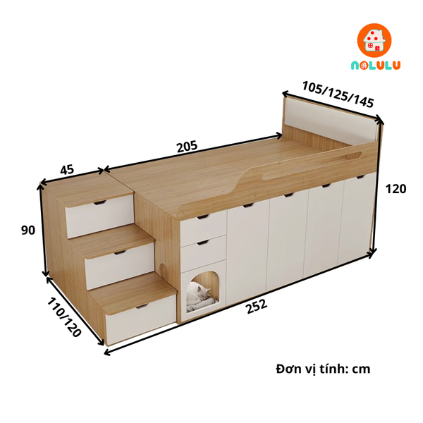 Giường tầng kết hợp tủ quần áo Nolulu - GT018