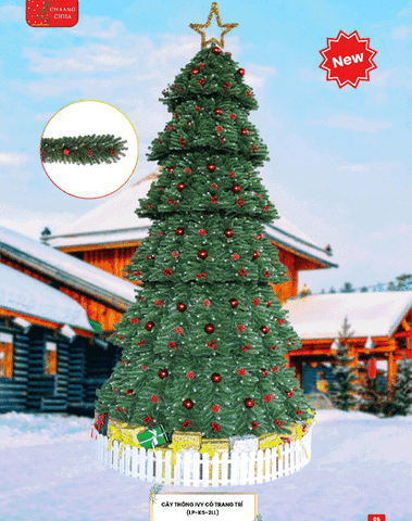 Cây Thông Đầu Tròn 2 Loại Lá Có Trang Trí