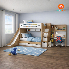Giường tầng kết hợp cầu trượt vui chơi cho bé Nolulu - GT385