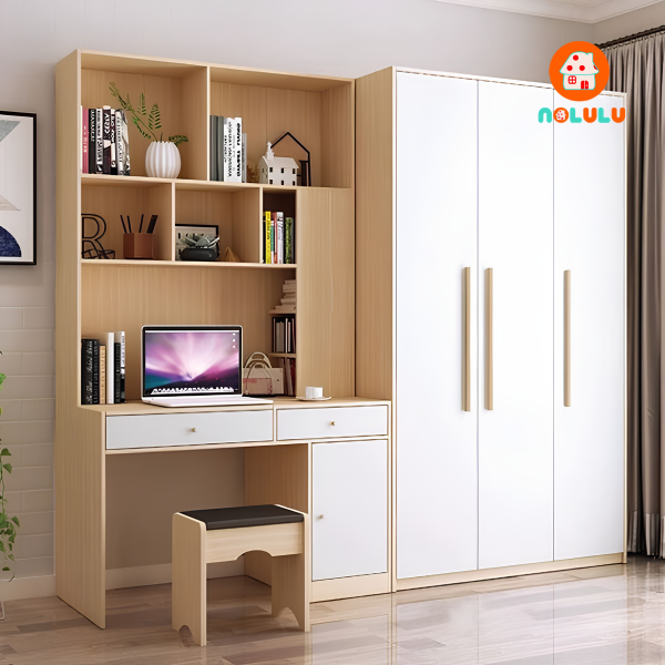 Tủ Quần Áo  Z124 Cánh Mở Kết Hợp Bàn Học/Làm Việc