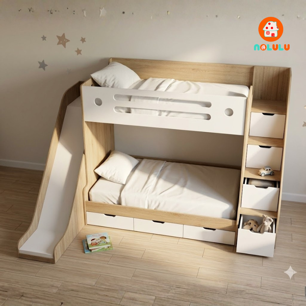 Giường tầng kết hợp cầu trượt vui chơi cho bé Nolulu - GT385