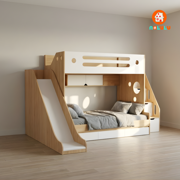 Giường tầng kết hợp cầu trượt vui chơi cho bé Nolulu - GT385