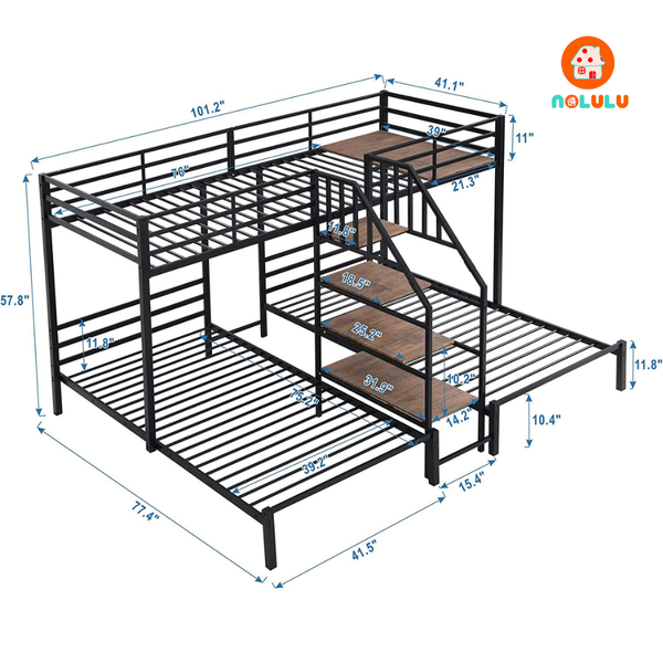 Giường 3 tầng khung sắt hiện đại Nolulu - GTS08