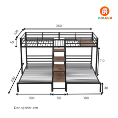 Giường 3 tầng khung sắt hiện đại Nolulu - GTS08