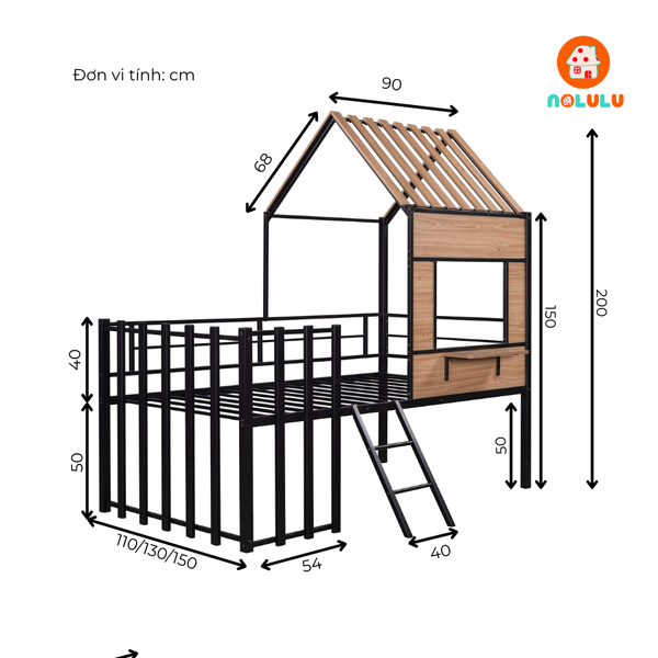 Giường tầng sắt hình ngôi nhà cho bé Nolulu - GTS09