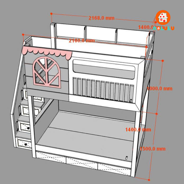 Giường tầng trẻ em thông minh cao cấp Nolulu - GT012