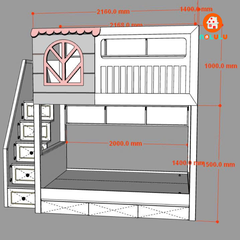Giường tầng trẻ em thông minh cao cấp Nolulu - GT012