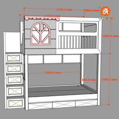 Giường tầng trẻ em thông minh cao cấp Nolulu - GT012
