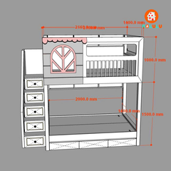 Giường tầng trẻ em thông minh cao cấp Nolulu - GT012