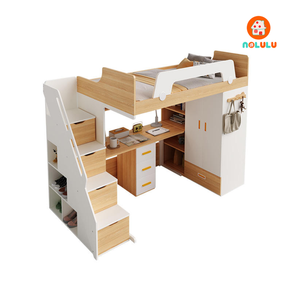 Giường tầng trẻ em kết hợp tủ quần áo và bàn học thông minh Nolulu - GT016