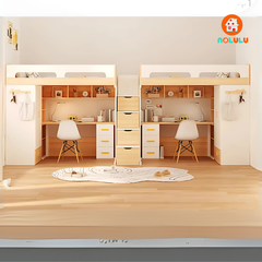 Giường tầng trẻ em kết hợp tủ quần áo và bàn học thông minh Nolulu - GT016