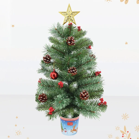 Cây Thông Mini 3 Loại Lá Có Trang Trí