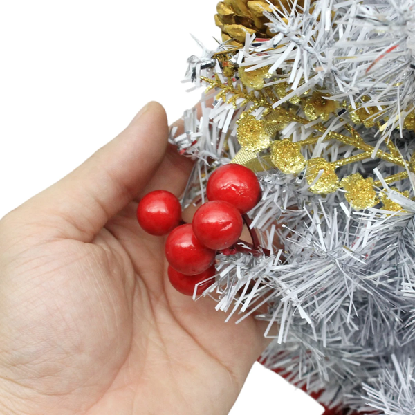 Cây Thông Mini Trắng Bạc Có Trang Trí