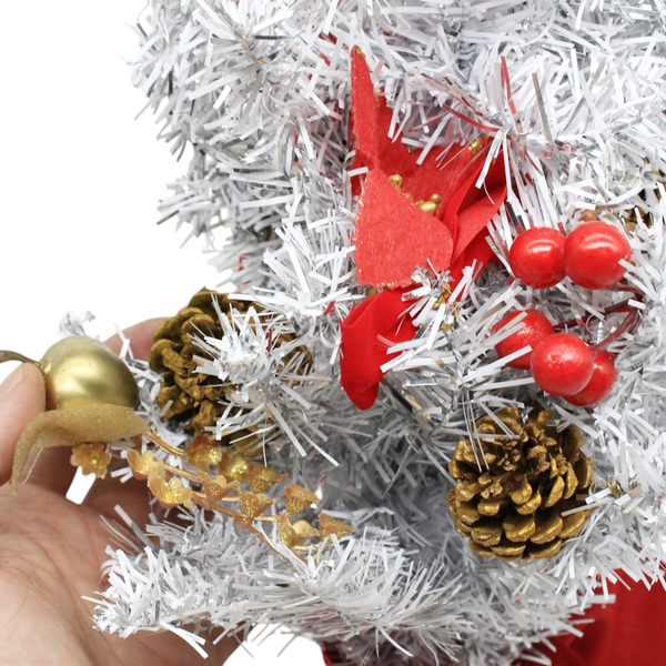 Cây Thông Mini Trắng Bạc Có Trang Trí