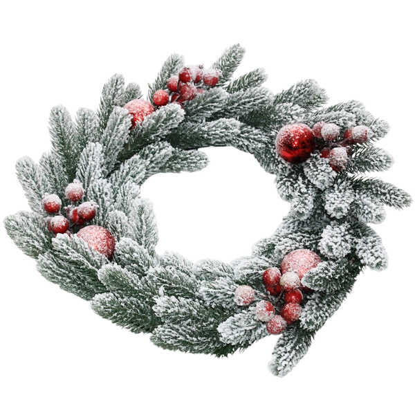 Vòng Hoa PE Lá Chiếc Phủ Tuyết Có Trang Trí