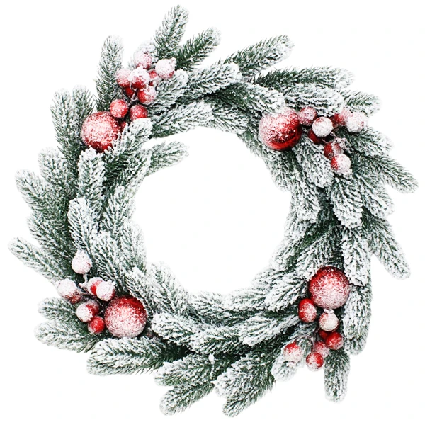 Vòng Hoa PE Lá Chiếc Phủ Tuyết Có Trang Trí