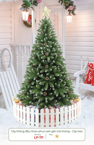 Cây Thông Đầu Nhọn Phun Sơn Gắn Trái Thông
