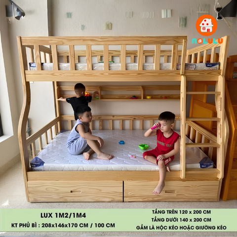 Giường Tầng Gỗ Tự Nhiên ANGEL - (1m/1m2 - 1m2/1m4)