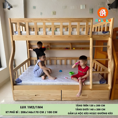 Giường Tầng Gỗ Tự Nhiên ANGEL - (1m/1m2 - 1m2/1m4)