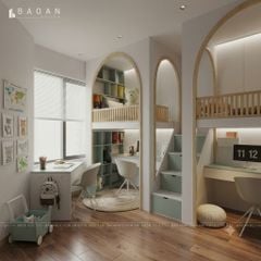 Giường tầng chia phòng ngủ cho bé trai và bé gái - GT988