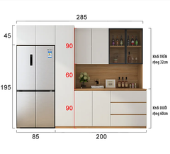 Tủ Bếp Đa Năng Để Rượu, Dụng Cụ Pha Chế Và Tủ Lạnh B22