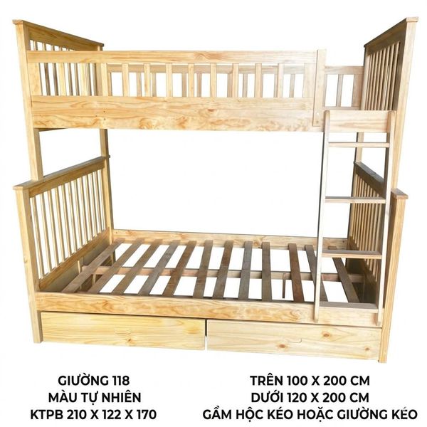 Giường Tầng Gỗ Tự Nhiên KAYA